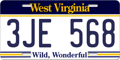 WV license plate 3JE568