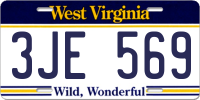 WV license plate 3JE569