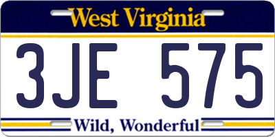 WV license plate 3JE575
