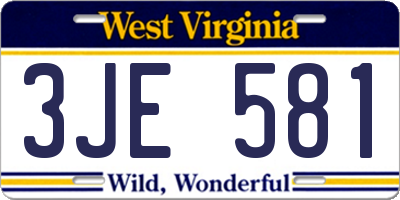 WV license plate 3JE581