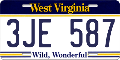WV license plate 3JE587