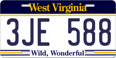 WV license plate 3JE588