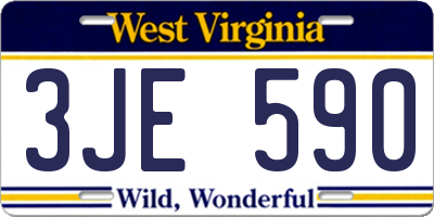 WV license plate 3JE590