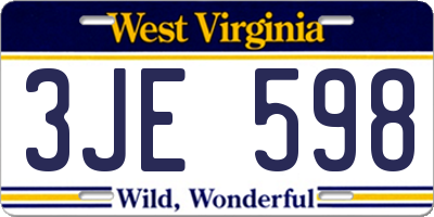 WV license plate 3JE598