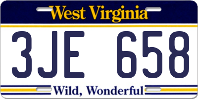 WV license plate 3JE658