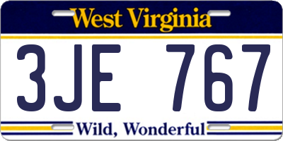 WV license plate 3JE767