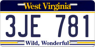 WV license plate 3JE781
