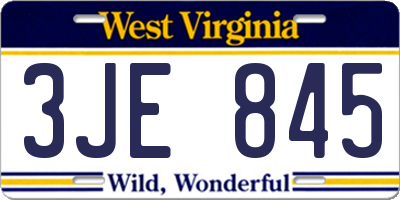 WV license plate 3JE845