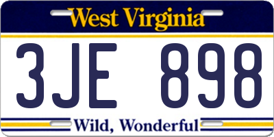 WV license plate 3JE898