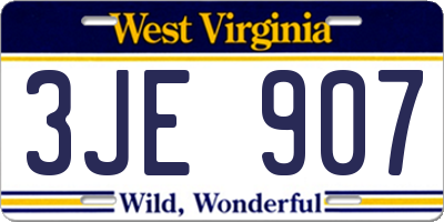 WV license plate 3JE907