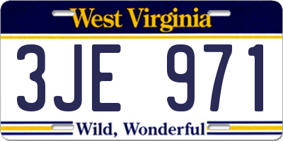 WV license plate 3JE971