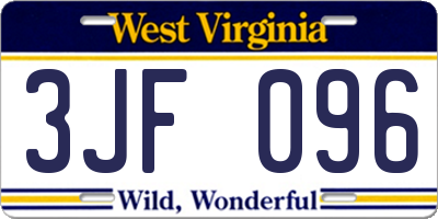 WV license plate 3JF096