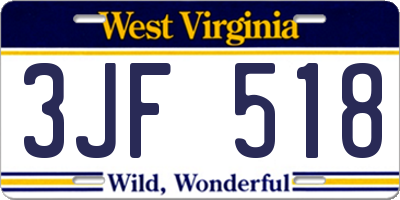 WV license plate 3JF518
