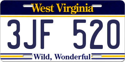 WV license plate 3JF520