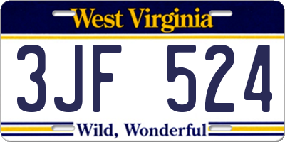WV license plate 3JF524