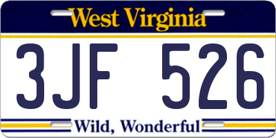 WV license plate 3JF526