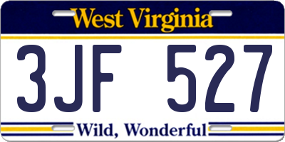 WV license plate 3JF527