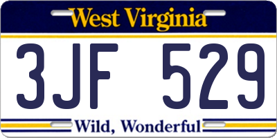 WV license plate 3JF529