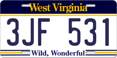 WV license plate 3JF531