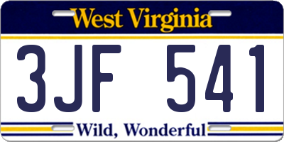 WV license plate 3JF541