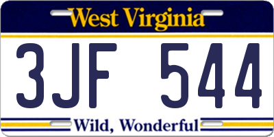 WV license plate 3JF544