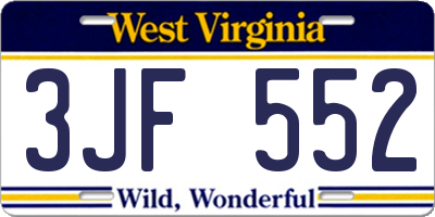WV license plate 3JF552