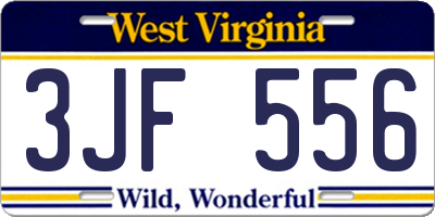 WV license plate 3JF556