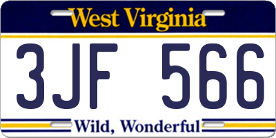 WV license plate 3JF566