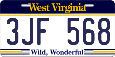 WV license plate 3JF568