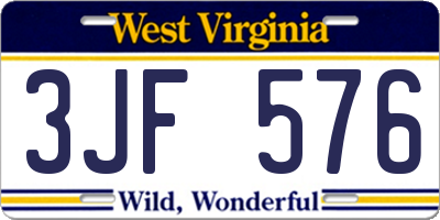 WV license plate 3JF576