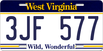 WV license plate 3JF577