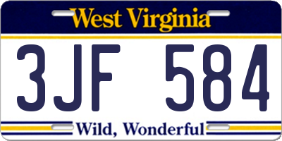 WV license plate 3JF584