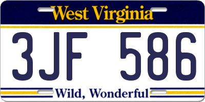 WV license plate 3JF586
