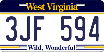 WV license plate 3JF594