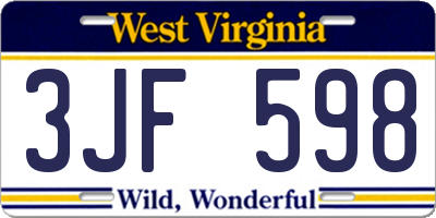 WV license plate 3JF598