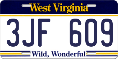 WV license plate 3JF609