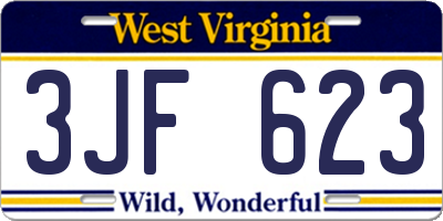 WV license plate 3JF623