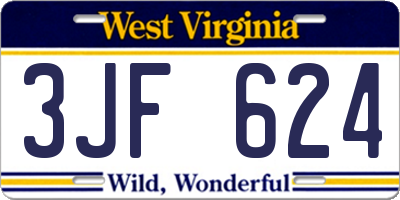 WV license plate 3JF624