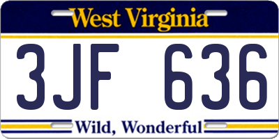 WV license plate 3JF636