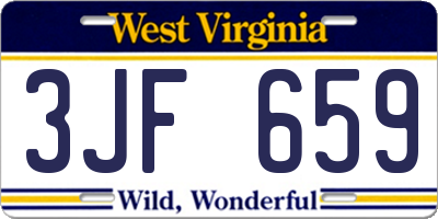 WV license plate 3JF659