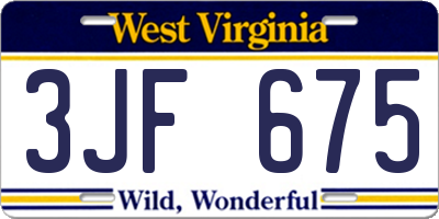 WV license plate 3JF675