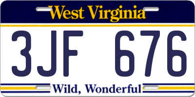 WV license plate 3JF676