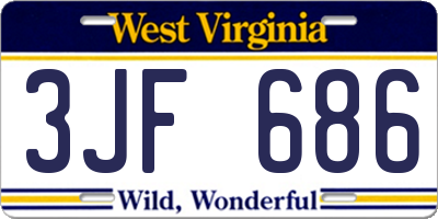 WV license plate 3JF686