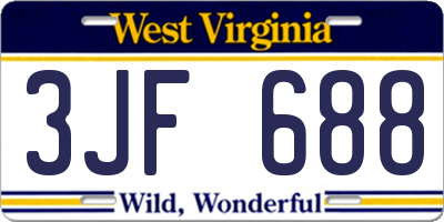 WV license plate 3JF688
