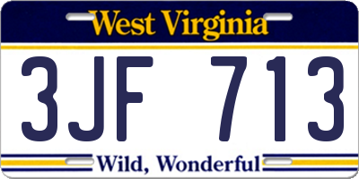 WV license plate 3JF713
