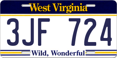 WV license plate 3JF724