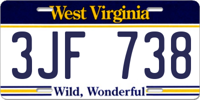 WV license plate 3JF738