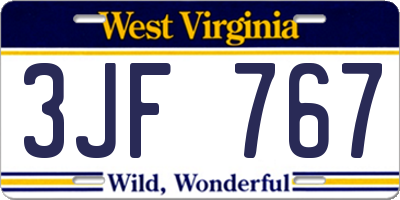 WV license plate 3JF767