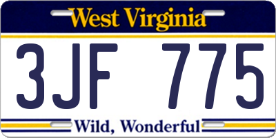 WV license plate 3JF775