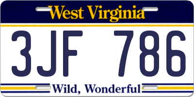 WV license plate 3JF786